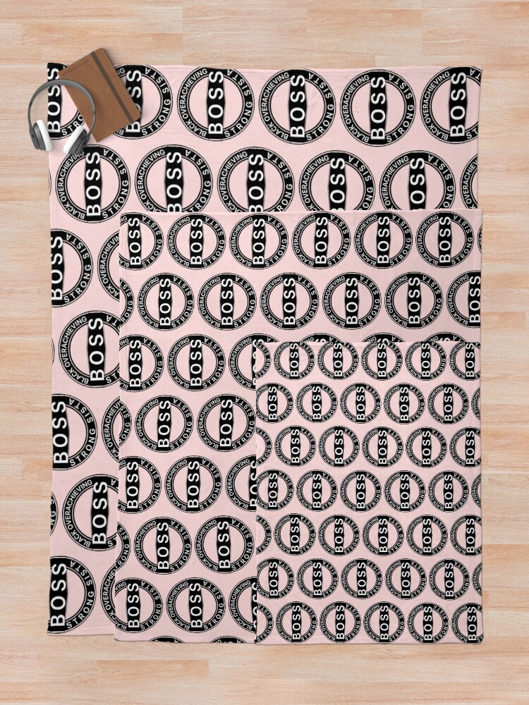 Alternate view of Black Overachieving Strong Sista Throw Blanket