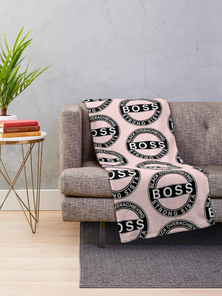 Alternate view of Black Overachieving Strong Sista Throw Blanket