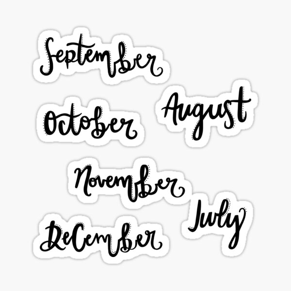 Months 7-12 calligraphy sticker pack Sticker