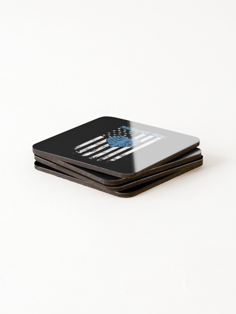 Thumbnail 4 of 5, Coasters (Set of 4), American Flag Radiology Tech Skeleton Ribs designed and sold by GriffsGraphix.