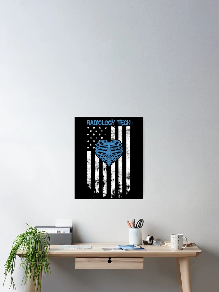 Thumbnail 2 of 3, Poster, American Flag Radiology Tech Skeleton Ribs designed and sold by GriffsGraphix.