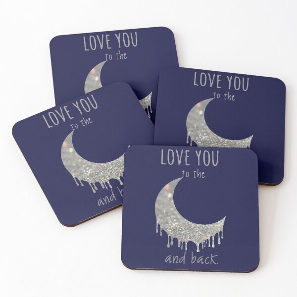 Item preview, Love you to the moon and back ❤️ typography with drip art moon designed and sold by Sonia dutta_art.
