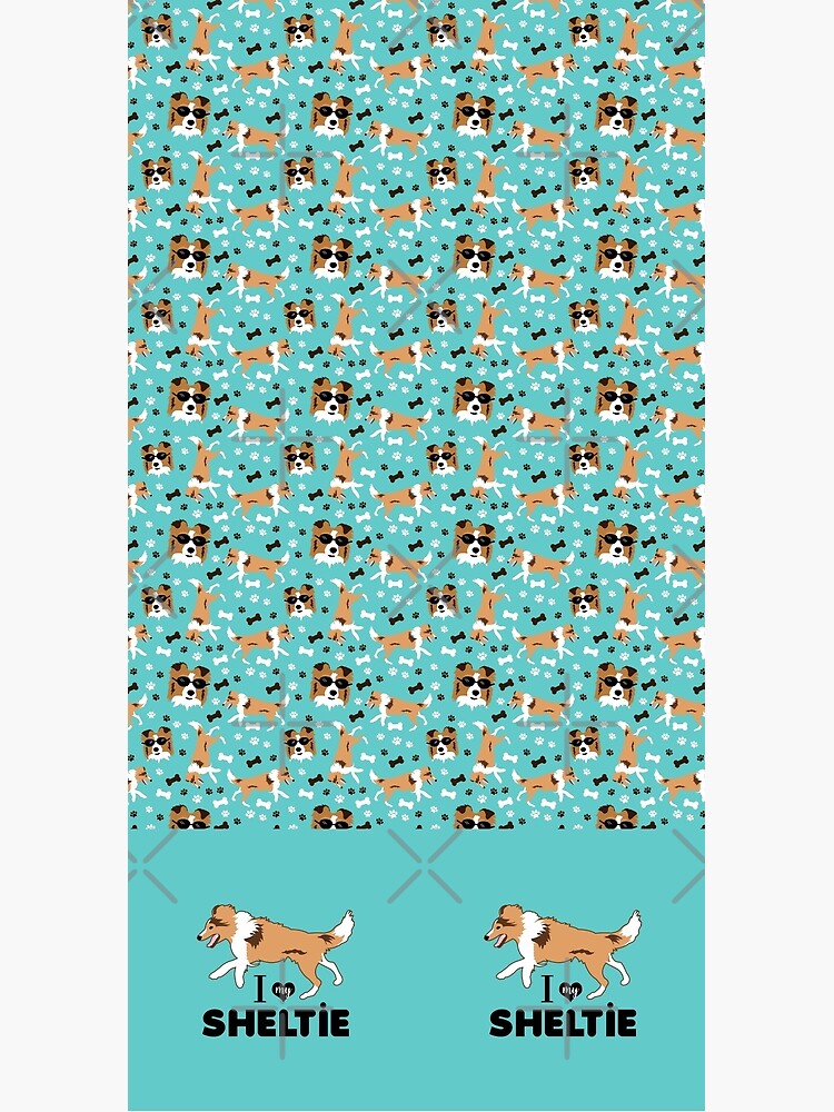 Shetland Sheepdog Sheltie Pattern Miniature Collie Dog Breed in Blue by JessDesigns