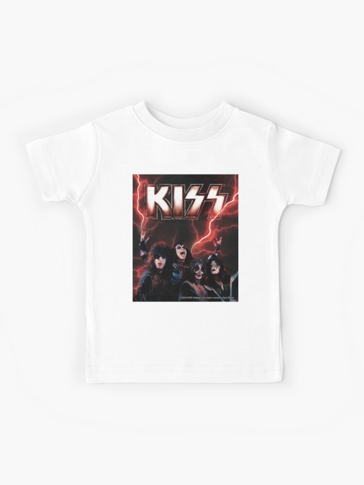 Kids T-Shirt, KISS rock band music - Red Lightning designed and sold by musmus76