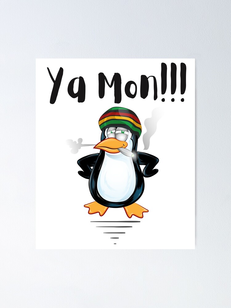 Poster Pingouin Reggae Drole Avec Chapeau Rasta Par Ornamio Redbubble