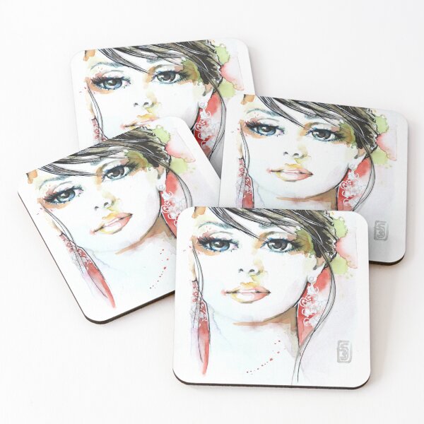 Item preview, Sensual retrato de una joven mujer en acuarela designed and sold by moniquevansteen.