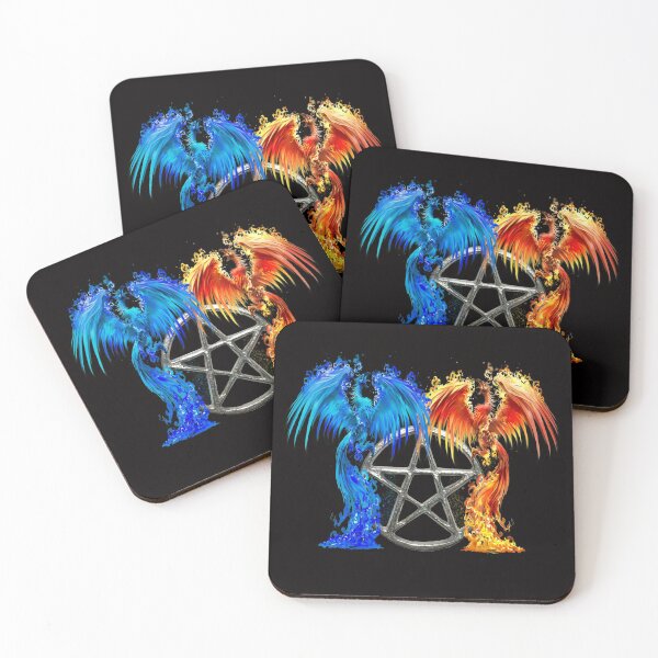 Item preview, Fantasy Fire And Ice Phoenix Silver Pentagram designed and sold by Atteestude.