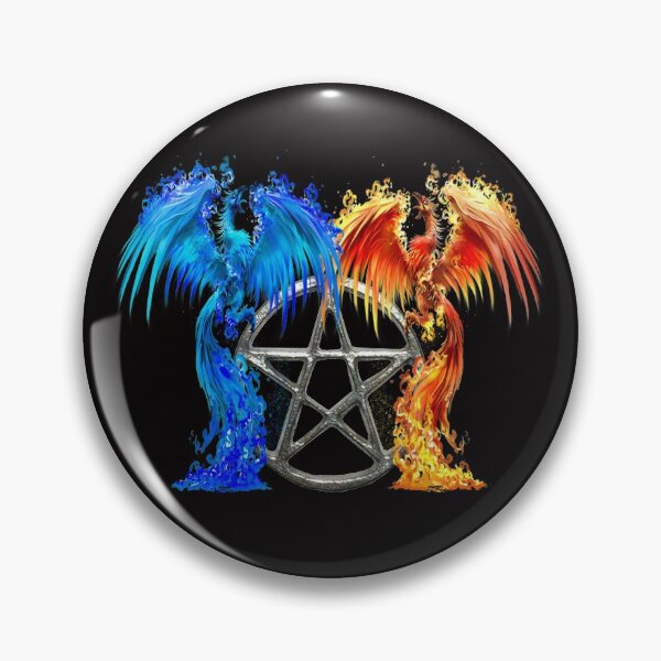 Item preview, Fantasy Fire And Ice Phoenix Silver Pentagram designed and sold by Atteestude.