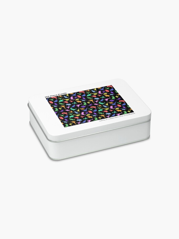 Alternate view of Fun Dinosaur Pattern (Black Background) Jigsaw Puzzle