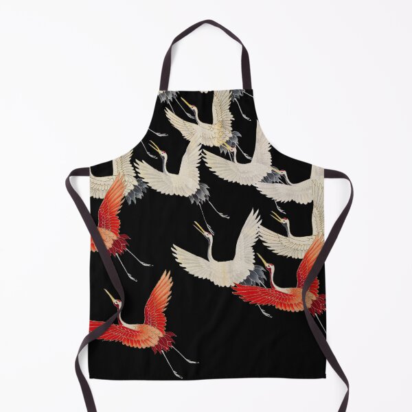Item preview, FLYING RED WHITE CRANES IN BLACK Japanese Pattern designed and sold by BulganLumini.