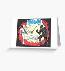 Wolf Beats Ninja Greeting Card