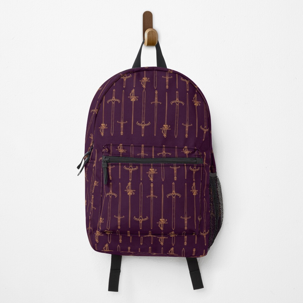 purple and gold backpack