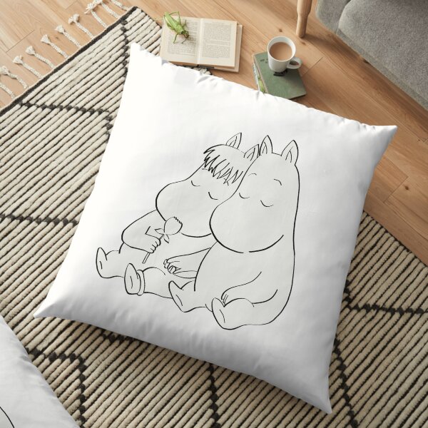 Moomin and Snork Maiden black outline Floor Pillow