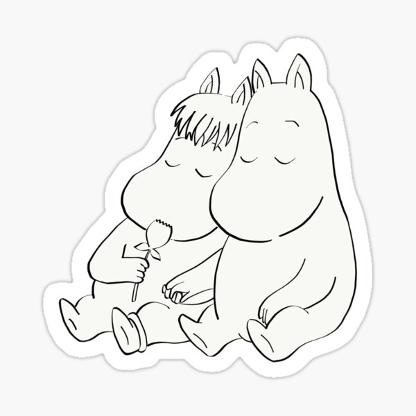 Moomin and Snork Maiden black outline Sticker