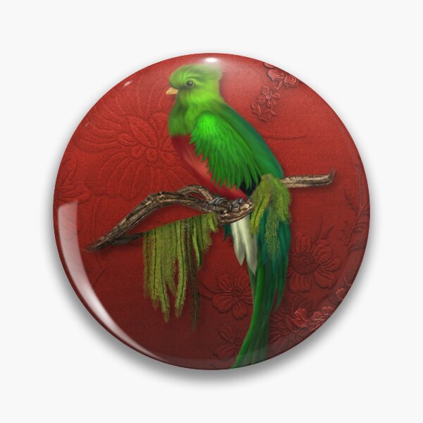 Artikelvorschau, Exotischer Quetzalvogel auf roter Blume entworfen und verkauft von SpiceTree.