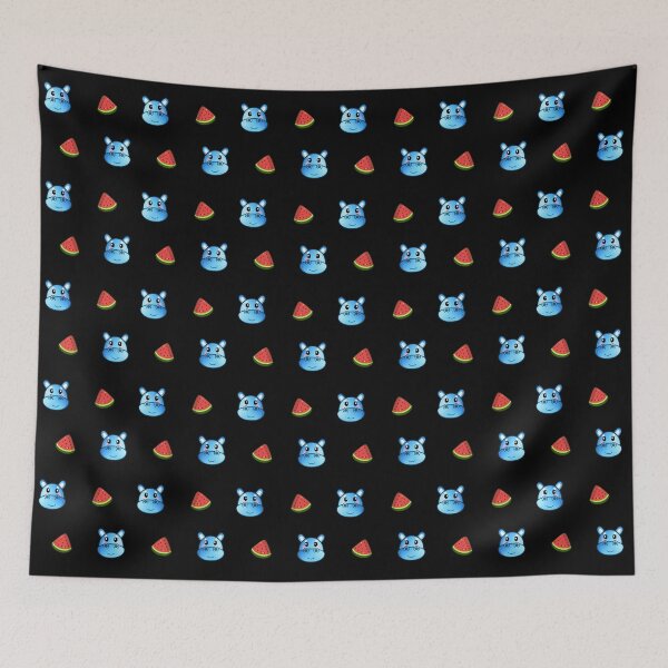 Item preview, Cute Hippopotamus and Watermelon Black designed and sold by lipemo.
