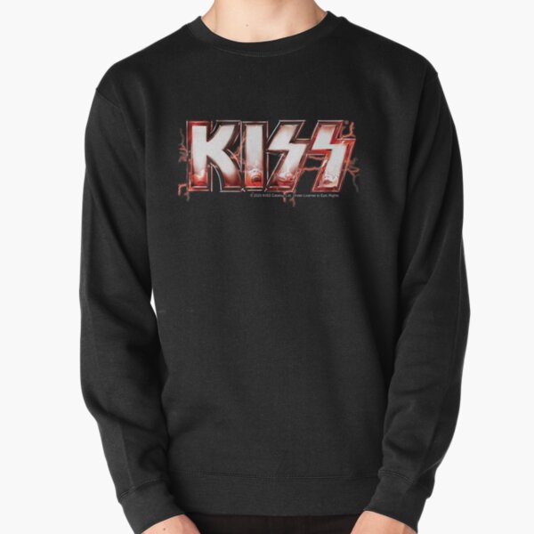 KISS rock music band - Red Lightning Logo Faces Pullover Sweatshirt