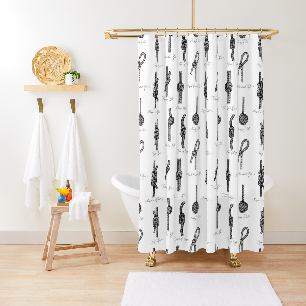 Boho Knots Shower Curtain Hooks, Home Decorative White Shower
