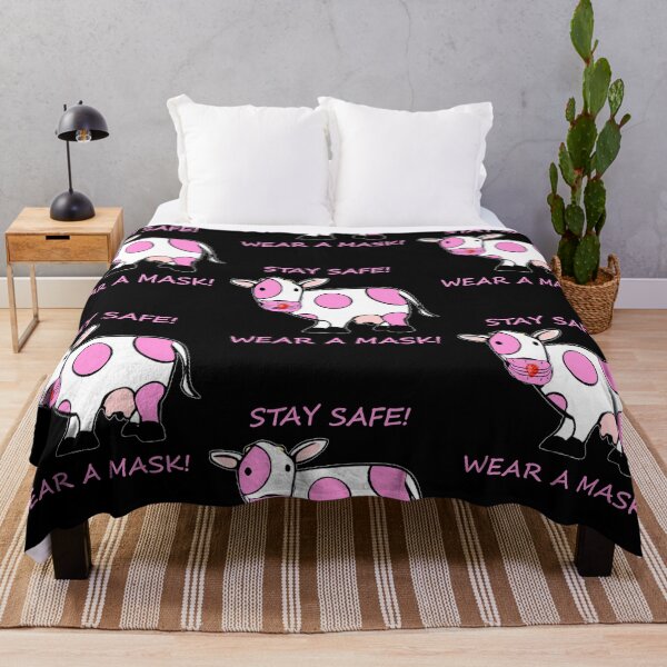 Item preview, Pink cow says stay safe, wear a mask! designed and sold by AllLeftSides42.