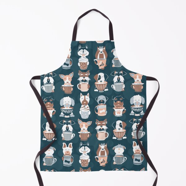 Item preview, Doggie Coffee and Tea Time 2 // navy blue background designed and sold by SelmaCardoso.