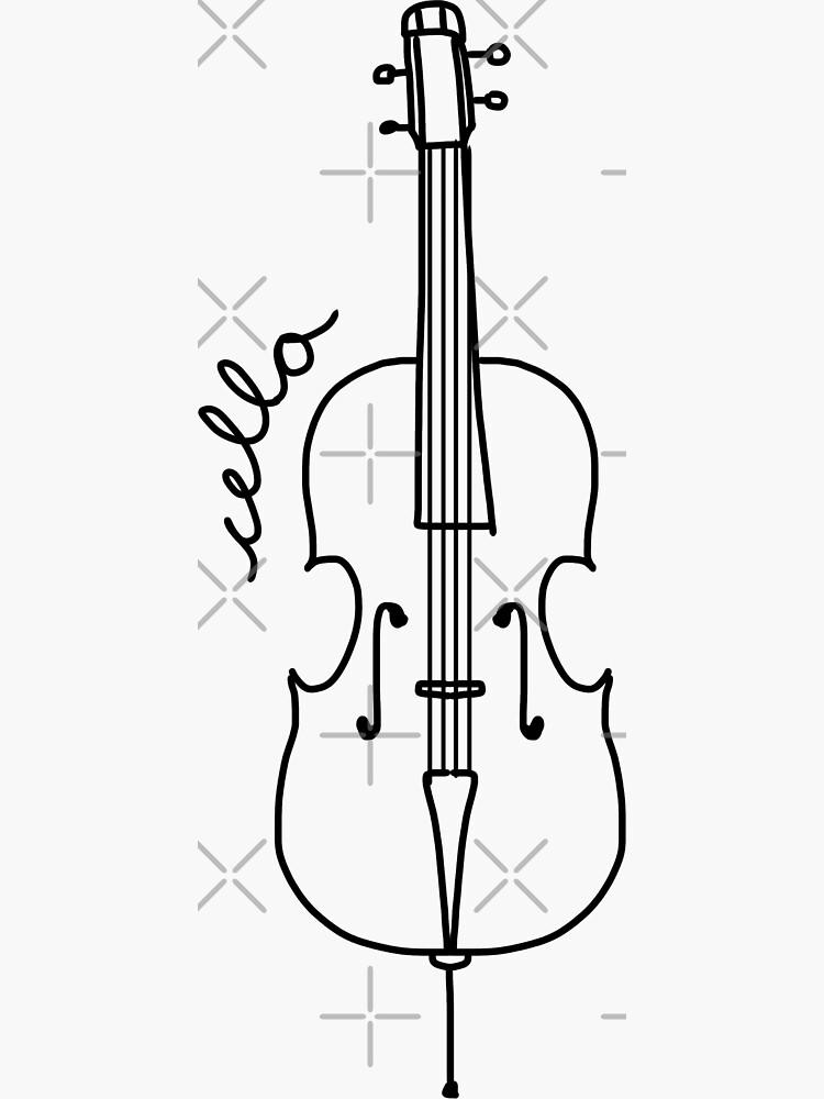 Black and White Cello Art With Cursive Label by bassoongirl123