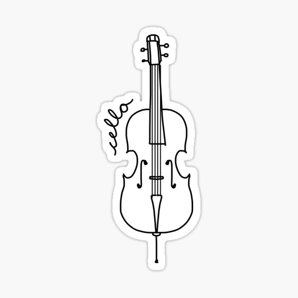 Item preview, Black and White Cello Art With Cursive Label designed and sold by bassoongirl123.