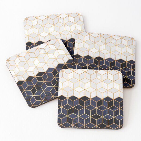 Item preview, White And Navy Cubes designed and sold by Elisabeth Fredriksson.