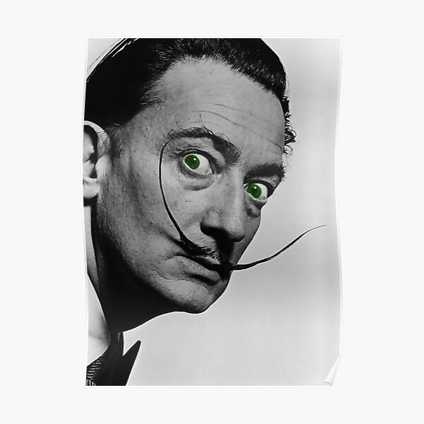 S. Dali photo. Great Spanish Surrealist painter remixed old photo. Poster