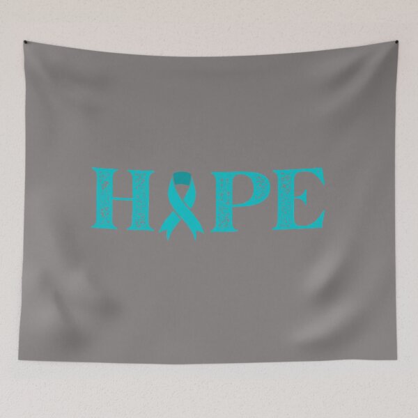 Item preview, Hope Text Teal Awareness Ribbon Design designed and sold by Gramsta.