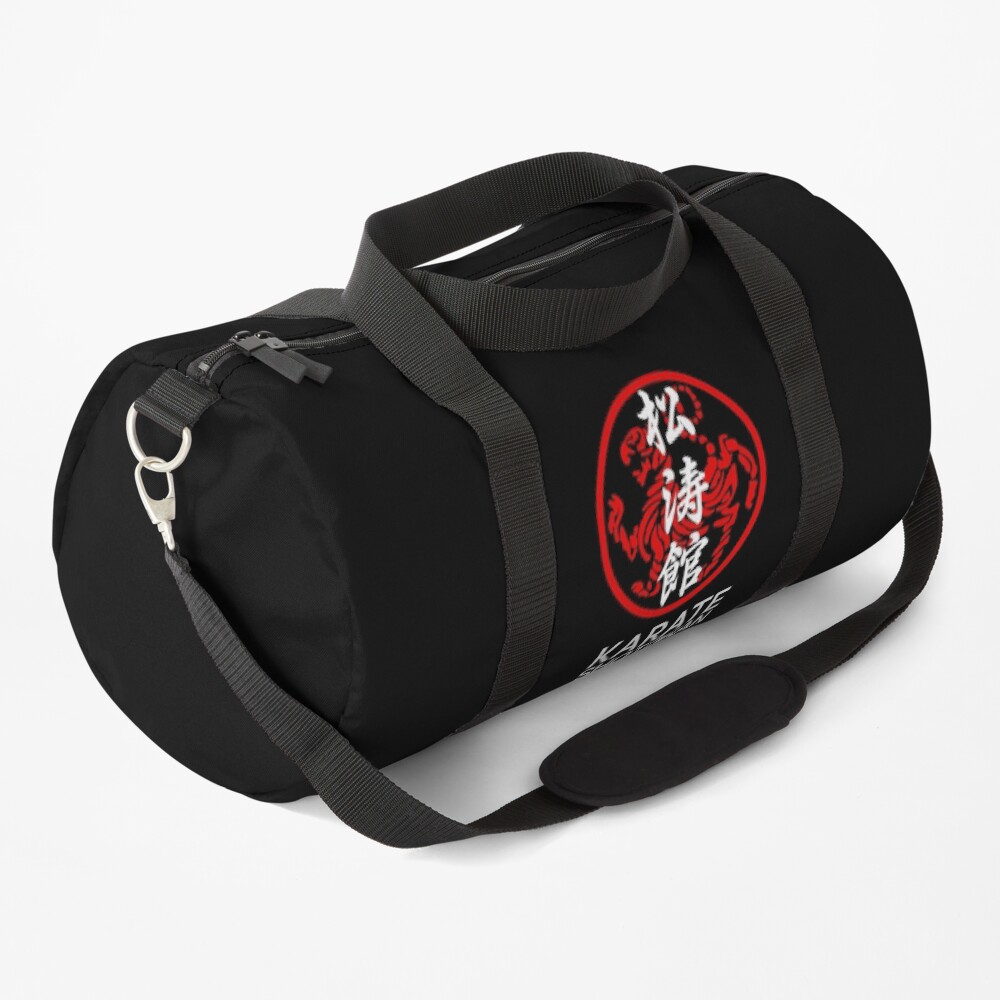 Shotokan Karate Symbol and Kanji White Text Duffle Bag