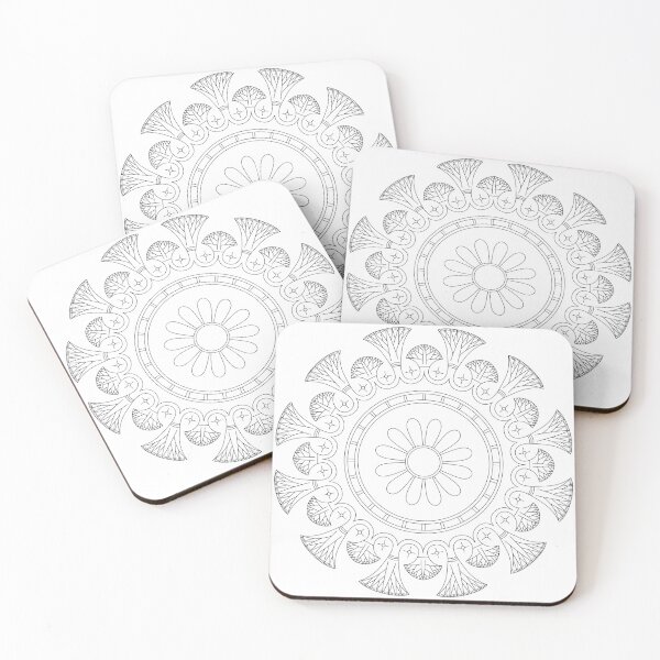 Item preview, Egyptian lotus flower pattern (black and white) designed and sold by Franck-Monnier.