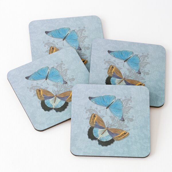 Artikelvorschau, Butterflies on Blue Floral entworfen und verkauft von SpiceTree.