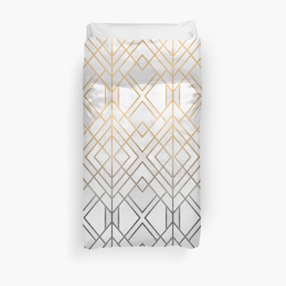 "Gold And Grey Geo" Duvet Cover by fotoella Redbubble