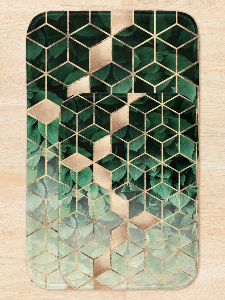 Alternate view of Leaves And Cubes Bath Mat