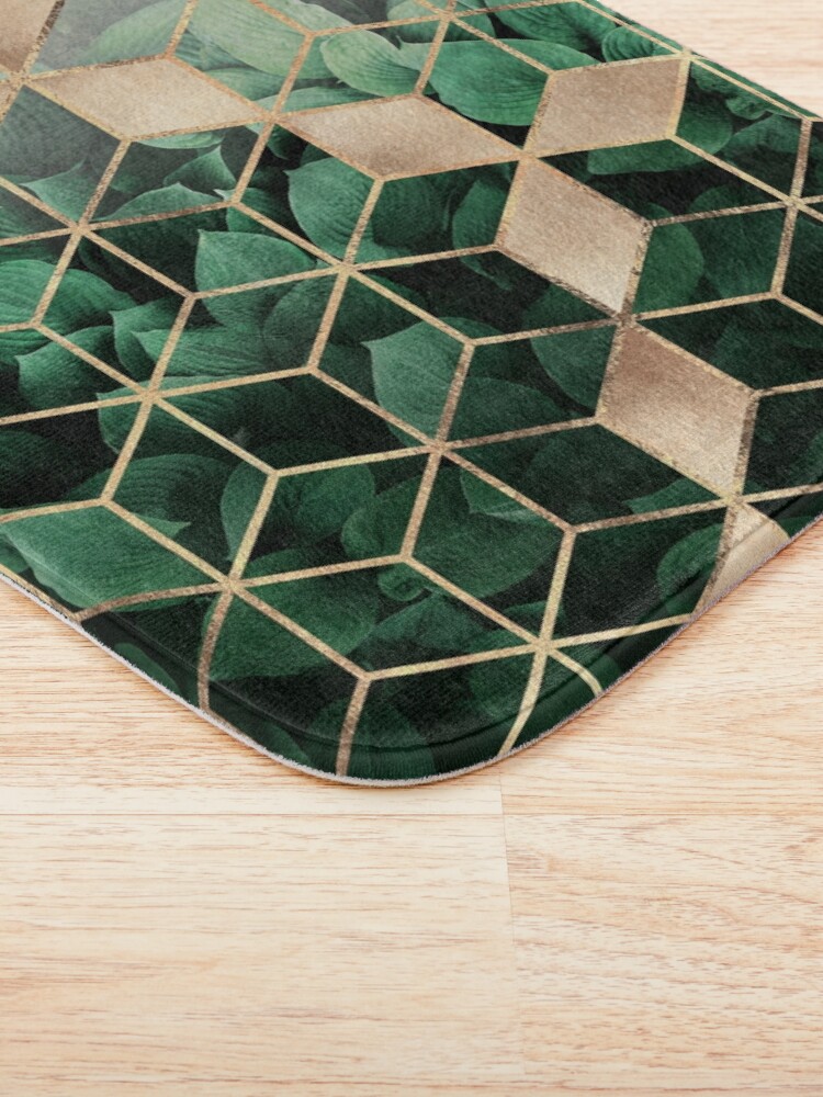 Alternate view of Leaves And Cubes Bath Mat