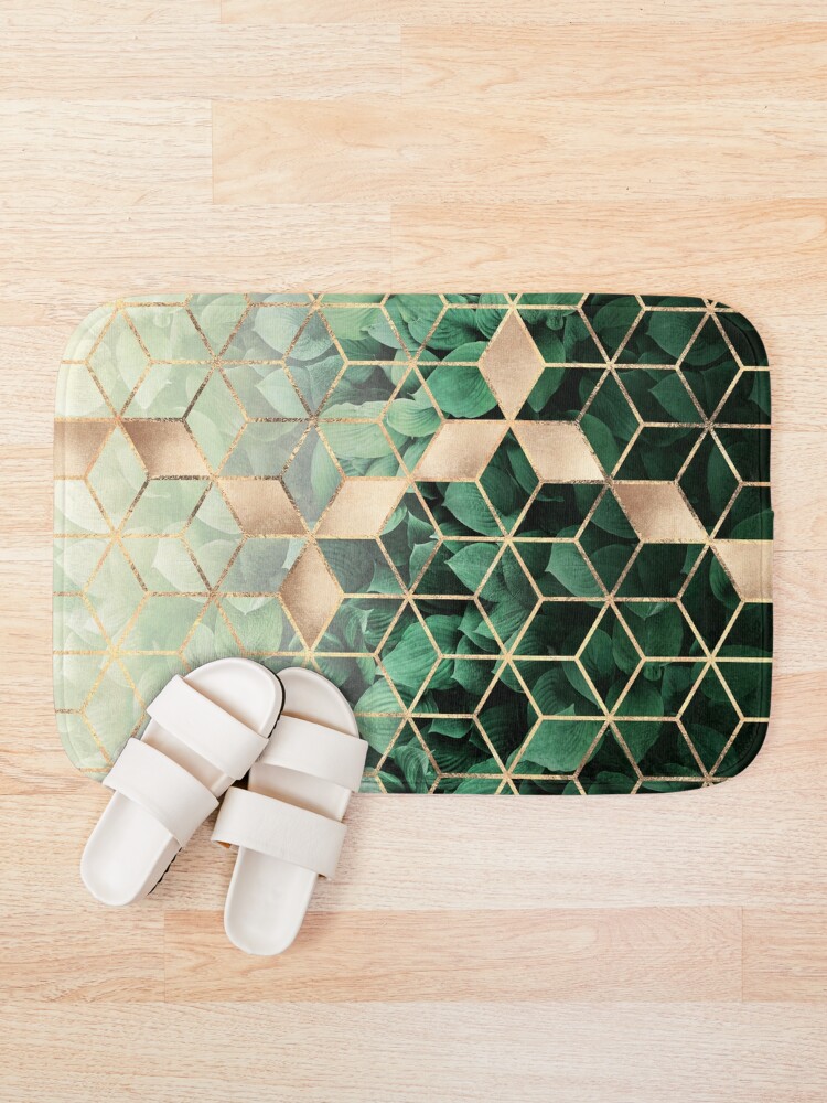 Alternate view of Leaves And Cubes Bath Mat