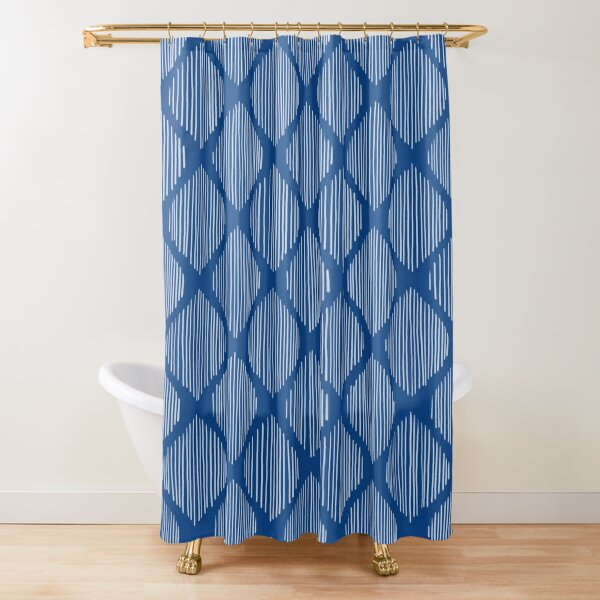 Cambridge Mosaic Stripe Shower Curtain Blue