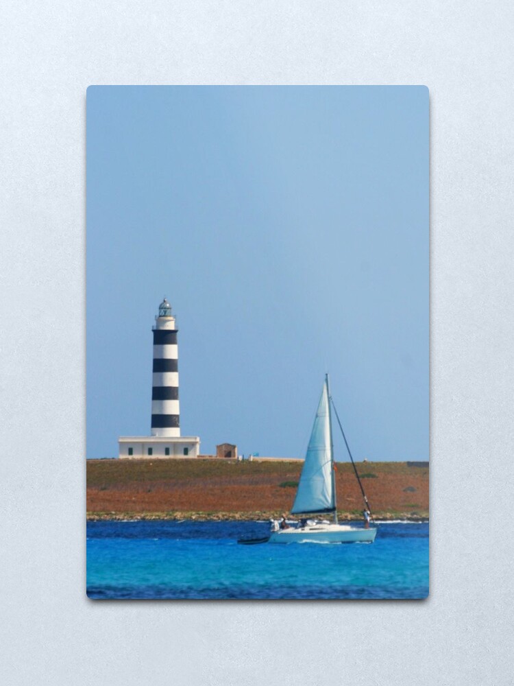 Alternate view of Lighthouse & Boat, Menorca Metal Print