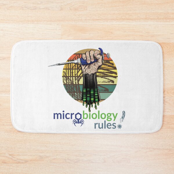 Item preview, Microbiology Rules - pipette with fist and retro vintage distressed style petri culture plate designed and sold by Zit-Zat-Zot.