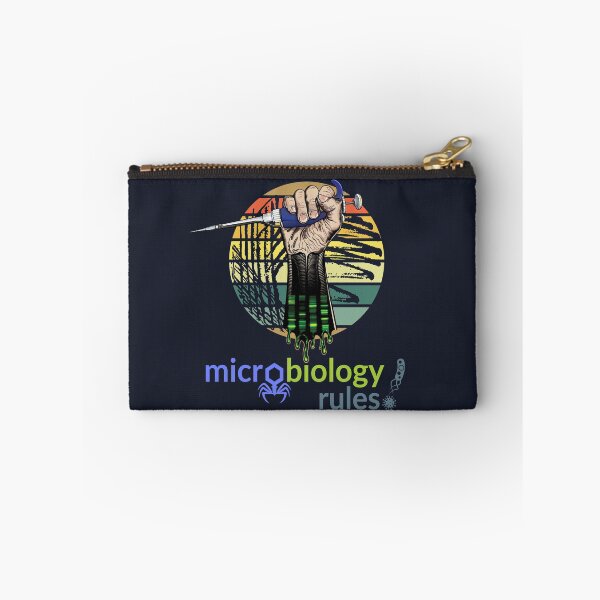 Item preview, Microbiology Rules - pipette with fist and retro vintage distressed style petri culture plate designed and sold by Zit-Zat-Zot.
