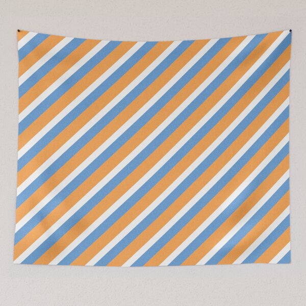 Item preview, Complimentary Stripey Diagonal Pattern - Orange Blue White Colors designed and sold by Wizzles Emporium.