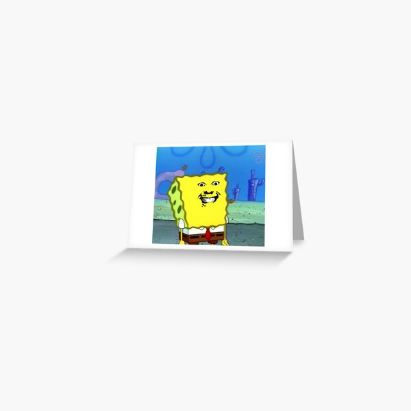 Spongebob Roblox Meme Face Sticker Greeting Card By Exoticjam Redbubble - bob esponja creepy spongebob squarepants creepy roblox