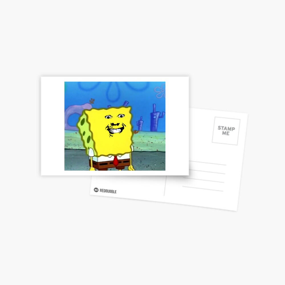 Spongebob Roblox Meme Face Sticker Greeting Card By Exoticjam Redbubble - yellow rage face roblox