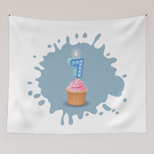 Item preview, Happy 7 birthday number 7 muffin seven years birthday card designed and sold by Urosek.
