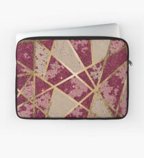 Rustic Chic Burgundy Red Glitter & Gold Triangles Laptop Sleeve