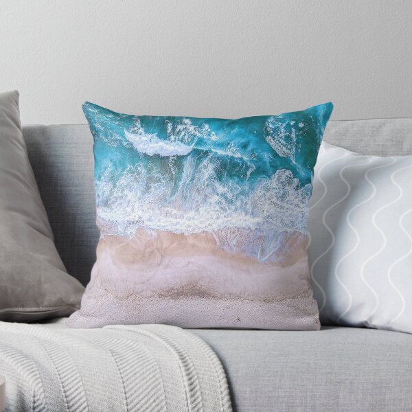 Summer Beach Waves Throw Pillow
