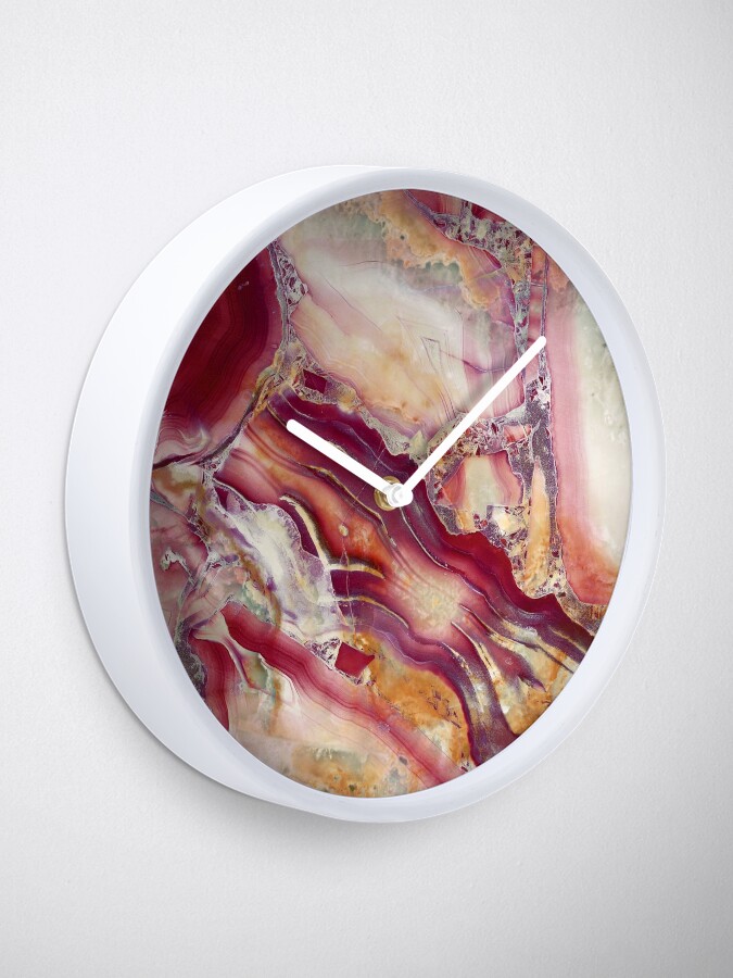 Alternate view of Red and Gold Marble Gem Stone Pattern Clock