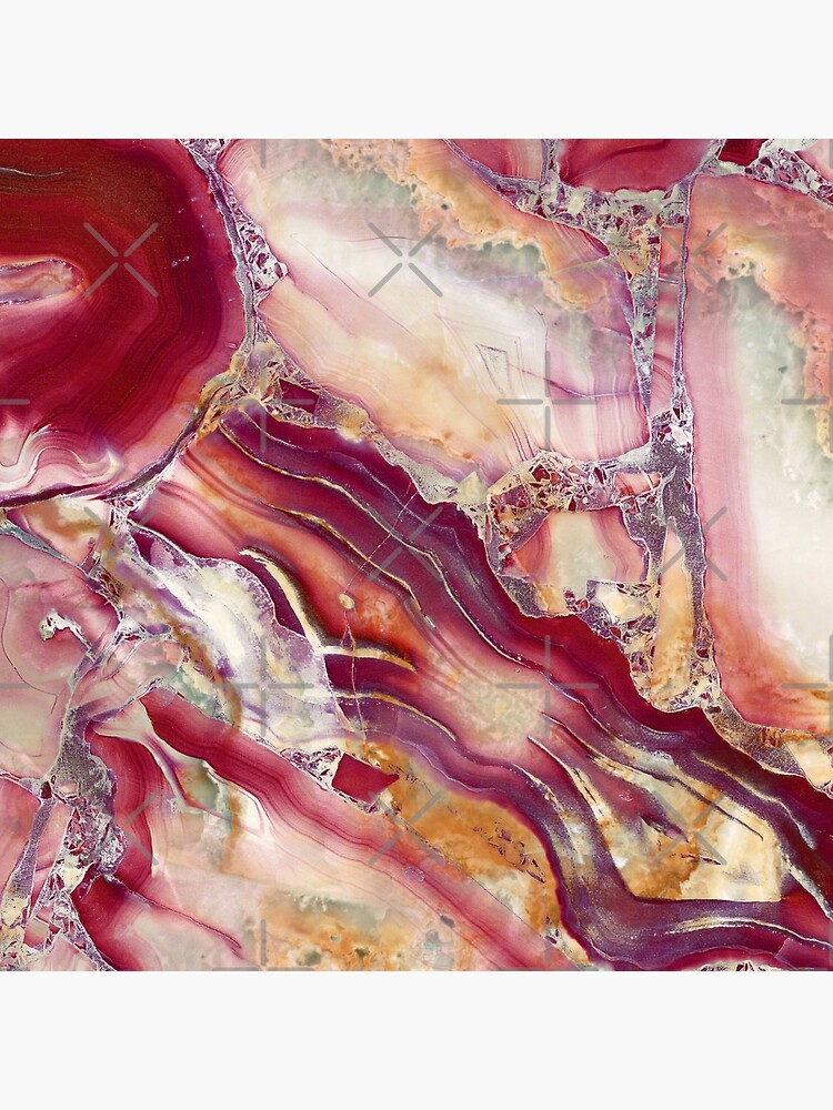 Red and Gold Marble Gem Stone Pattern by Quaintrelle