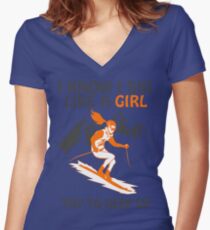 I Know I Ski Like A Girl - Try To Keep Up Women's Fitted V-Neck T-Shirt