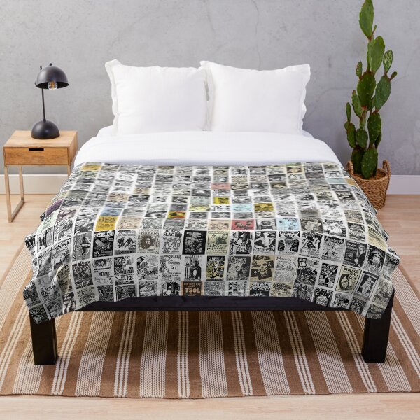 Vintage Punk Rock Flyers Throw Blanket